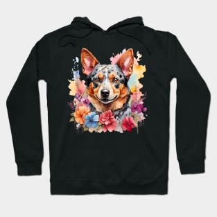 An australian cattle dog decorated with beautiful watercolor flowers Hoodie